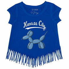 Kansas City Royals Tiny Turnip Girls Youth Balloon Dog Fringe T-Shirt Royal