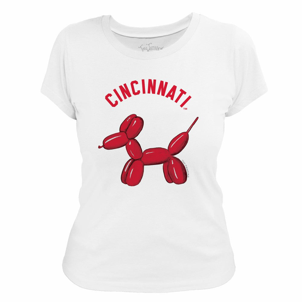 Cincinnati Reds Tiny Turnip Women's Balloon Dog T-Shirt White