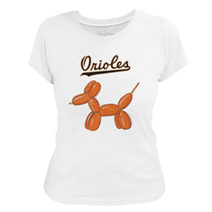 Baltimore Orioles Tiny Turnip Women's Balloon Dog T-Shirt White
