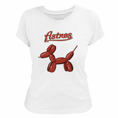 Houston Astros Tiny Turnip Women's Balloon Dog T-Shirt White