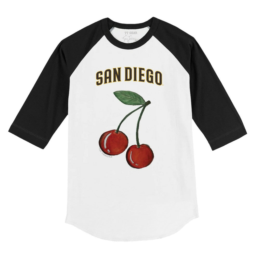San Diego Padres Tiny Turnip Youth Cherries 3/4-Sleeve Raglan Baseball T-Shirt White
