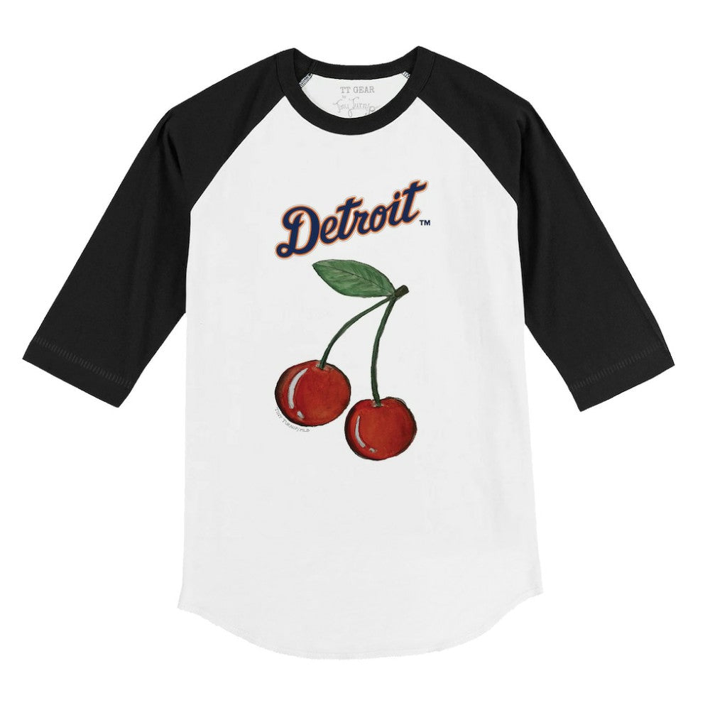 Detroit Tigers Tiny Turnip Youth Cherries 3/4-Sleeve Raglan Baseball T-Shirt White