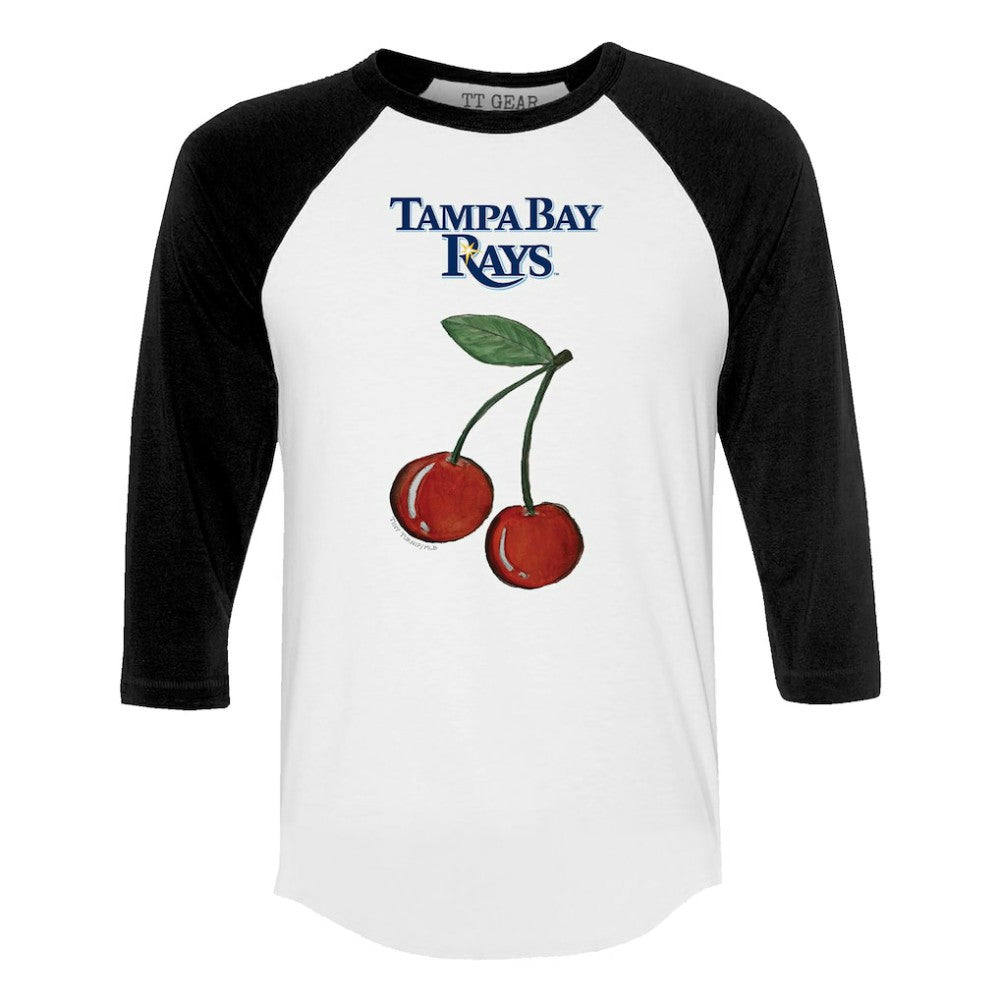 Tampa Bay Rays Tiny Turnip Women's Cherries 3/4-Sleeve Raglan Baseball T-Shirt White