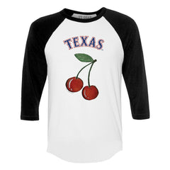Texas Rangers Tiny Turnip Women's Cherries 3/4-Sleeve Raglan Baseball T-Shirt White