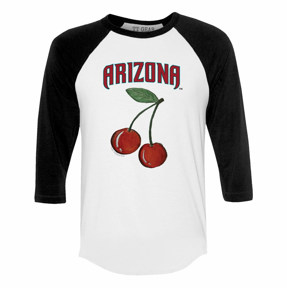 Arizona Diamondbacks Tiny Turnip Women's Cherries 3/4-Sleeve Raglan Baseball T-Shirt White