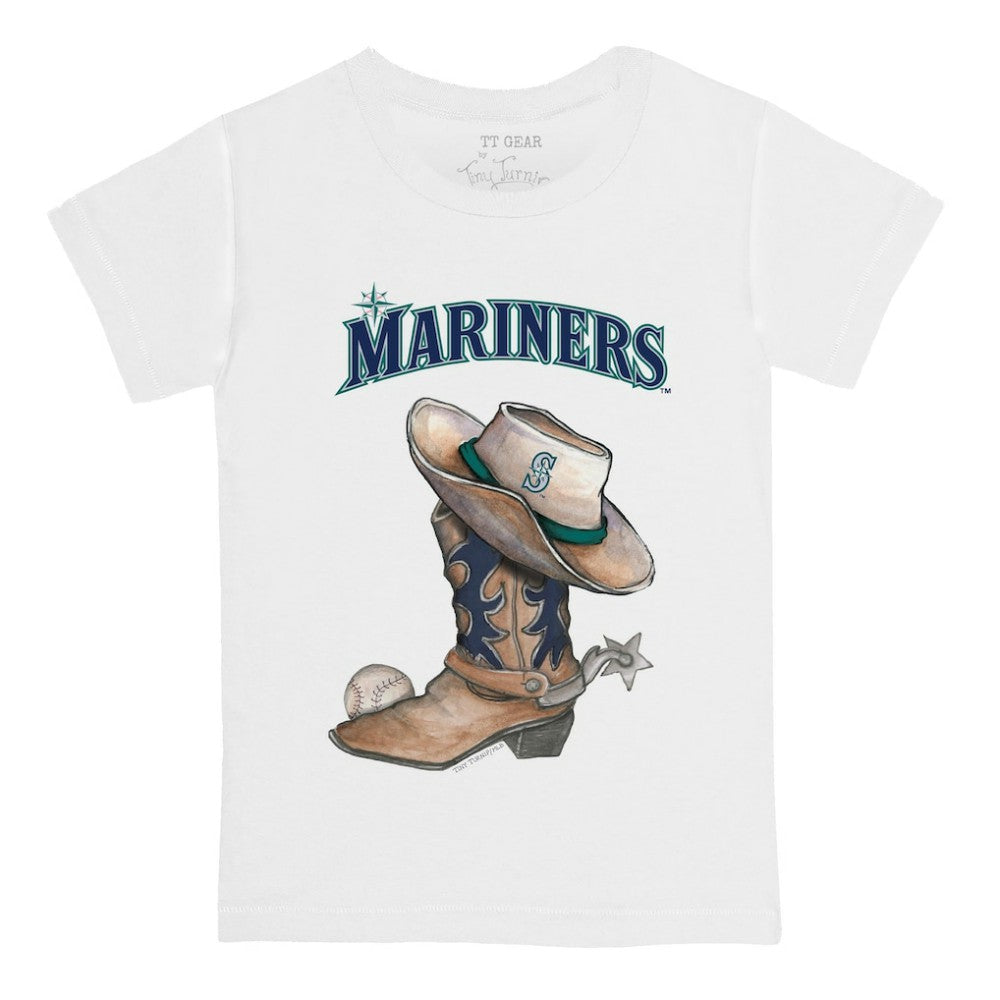 Seattle Mariners Tiny Turnip Youth Cowboy Boot T-Shirt White
