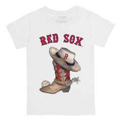 Boston Red Sox Tiny Turnip Youth Cowboy Boot T-Shirt White