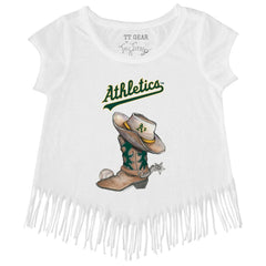 Athletics Tiny Turnip Girls Youth Cowboy Boot Fringe T-Shirt White
