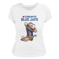 Toronto Blue Jays Tiny Turnip Women's Cowboy Boot T-Shirt White