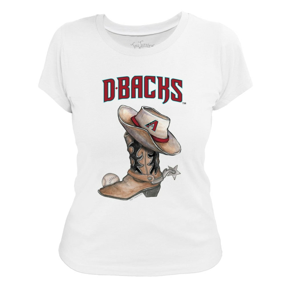 Arizona Diamondbacks Tiny Turnip Women's Cowboy Boot T-Shirt White