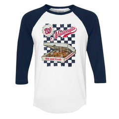 Washington Nationals Tiny Turnip Women's Pizza 3/4-Sleeve Raglan Baseball T-Shirt White/Navy