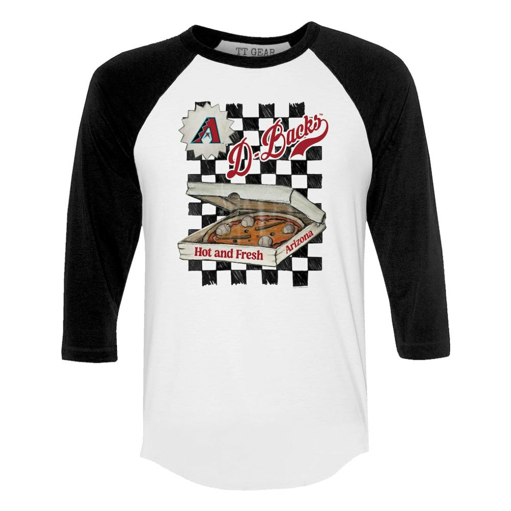 Arizona Diamondbacks Tiny Turnip Women's Pizza 3/4-Sleeve Raglan Baseball T-Shirt White/Black