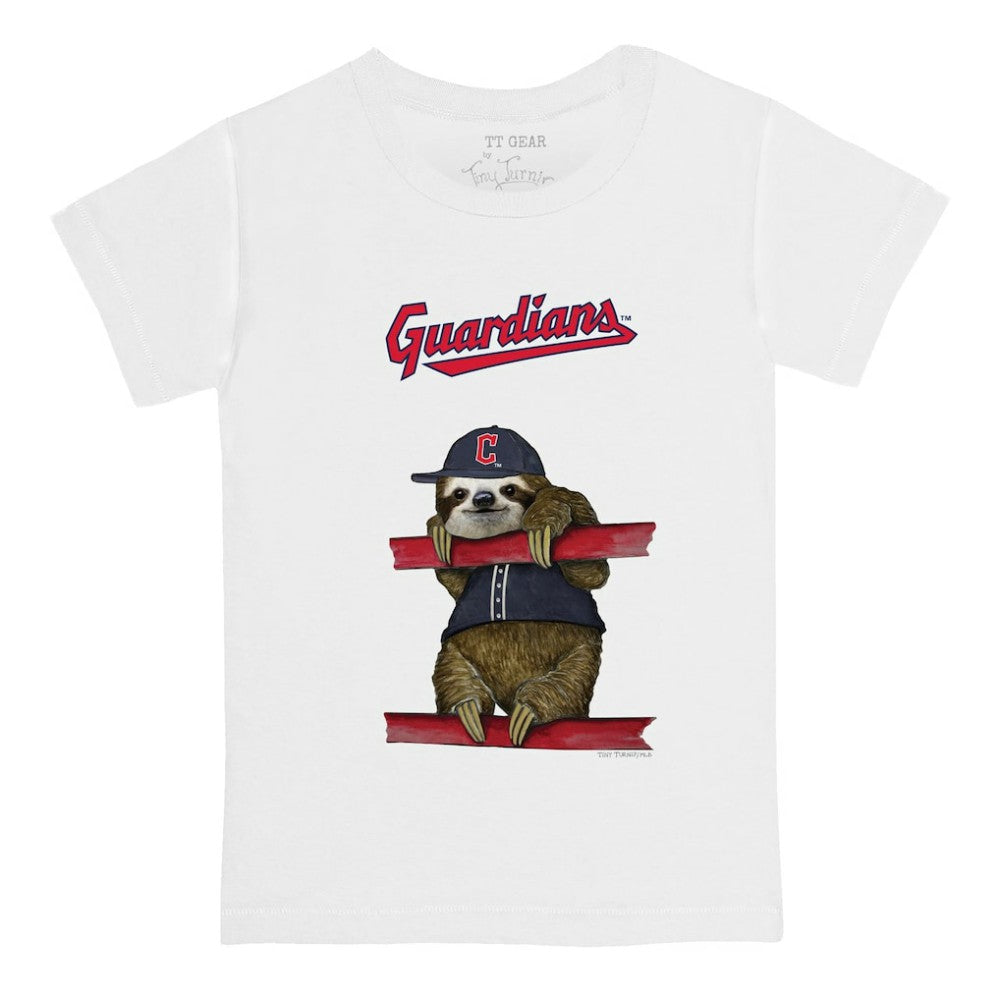 Cleveland Guardians Tiny Turnip Youth Sloth T-Shirt White