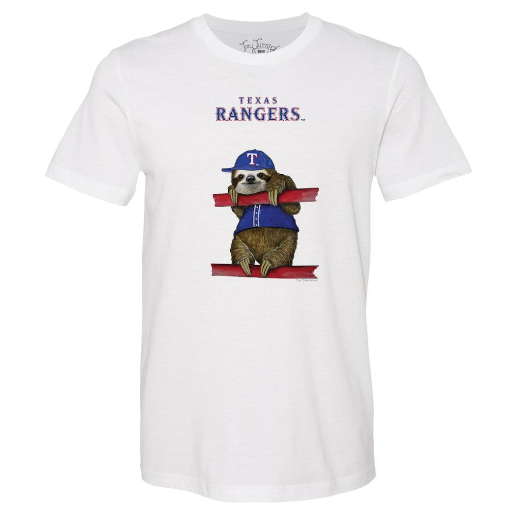 Texas Rangers Tiny Turnip Unisex Sloth T-Shirt White
