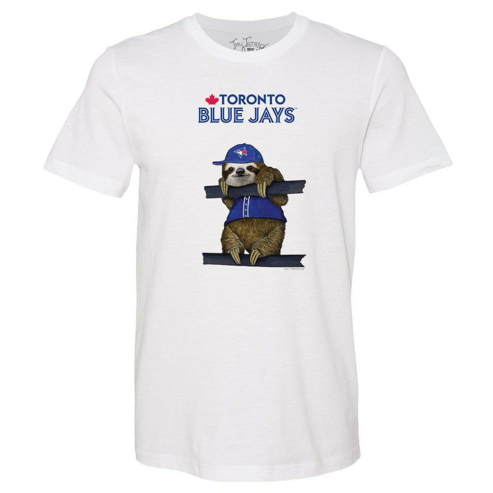 Toronto Blue Jays Tiny Turnip Unisex Sloth T-Shirt White