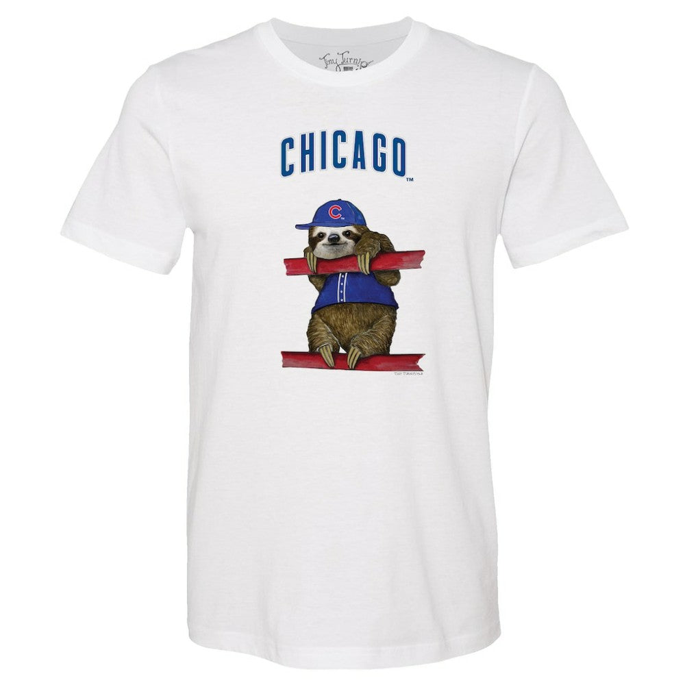 Chicago Cubs Tiny Turnip Unisex Sloth T-Shirt White