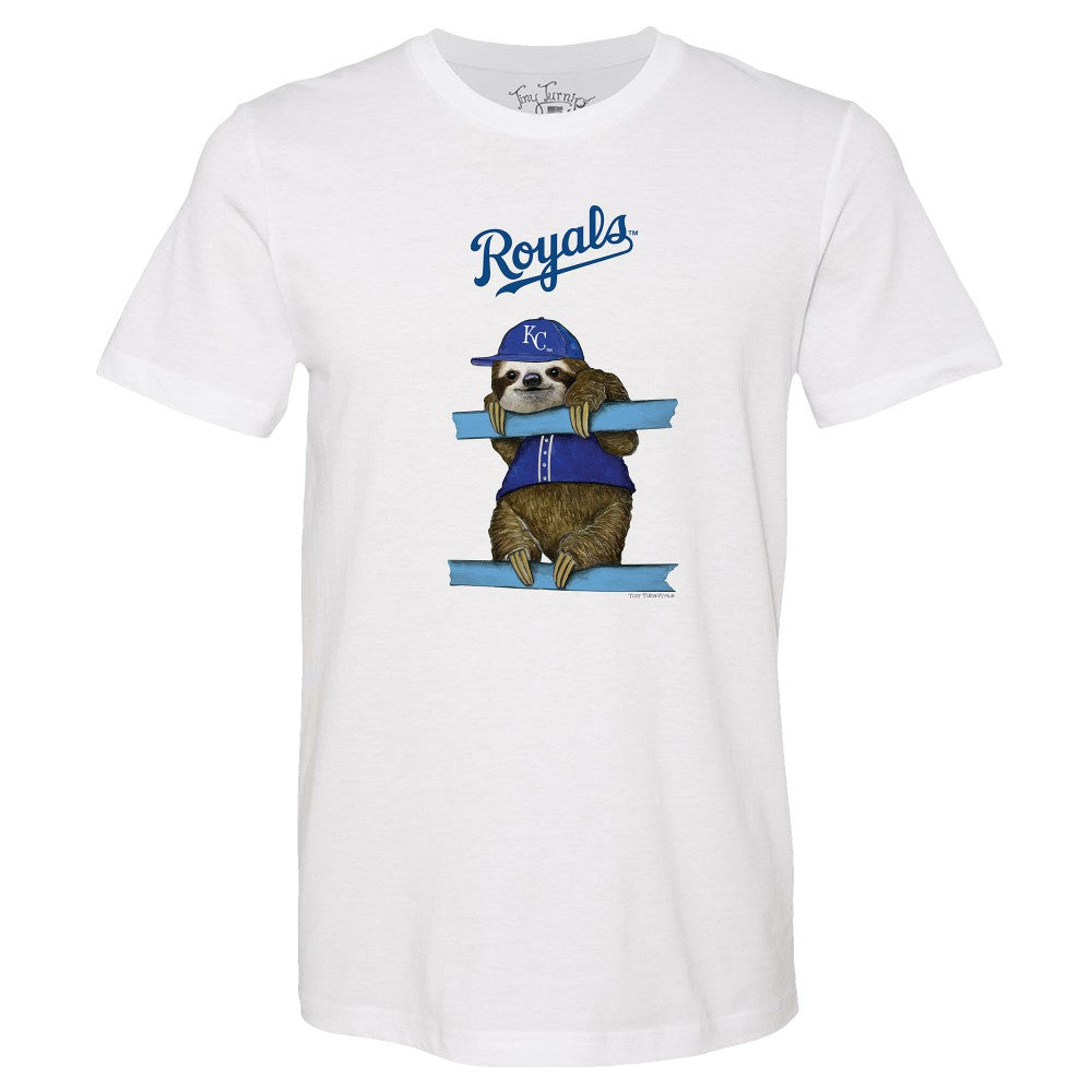 Kansas City Royals Tiny Turnip Unisex Sloth T-Shirt White