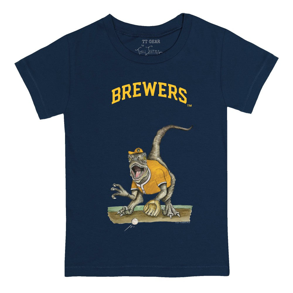 Milwaukee Brewers Tiny Turnip Youth Velociraptor T-Shirt Navy