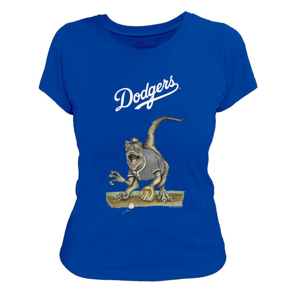 Los Angeles Dodgers Tiny Turnip Women's Velociraptor T-Shirt Royal