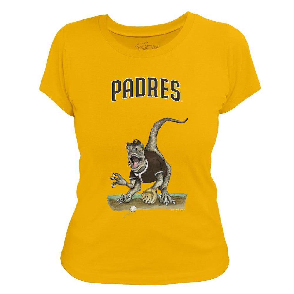 San Diego Padres Tiny Turnip Women's Velociraptor T-Shirt Gold