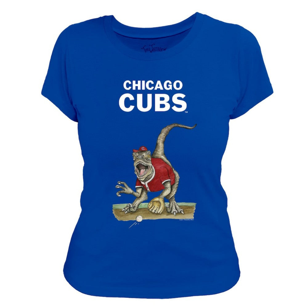 Chicago Cubs Tiny Turnip Women's Velociraptor T-Shirt Royal