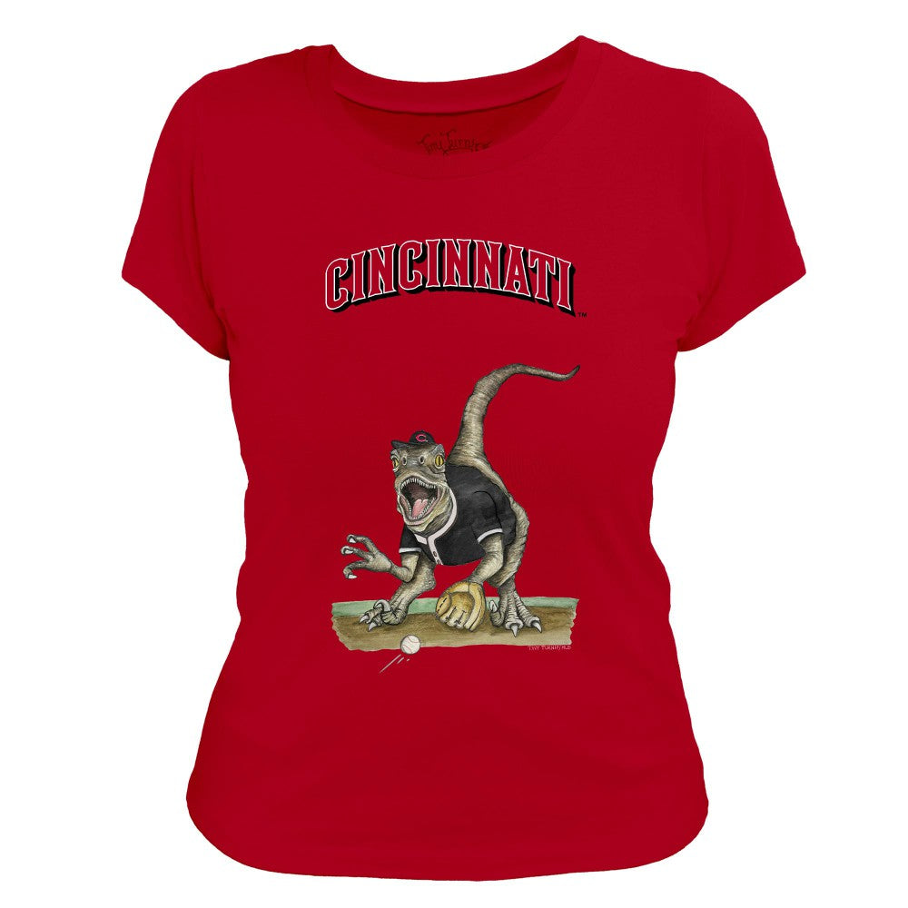 Cincinnati Reds Tiny Turnip Women's Velociraptor T-Shirt Red