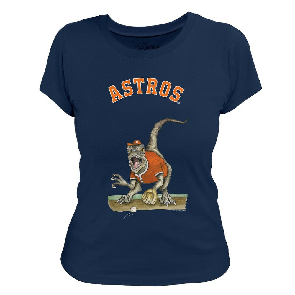 Houston Astros Tiny Turnip Women's Velociraptor T-Shirt Navy