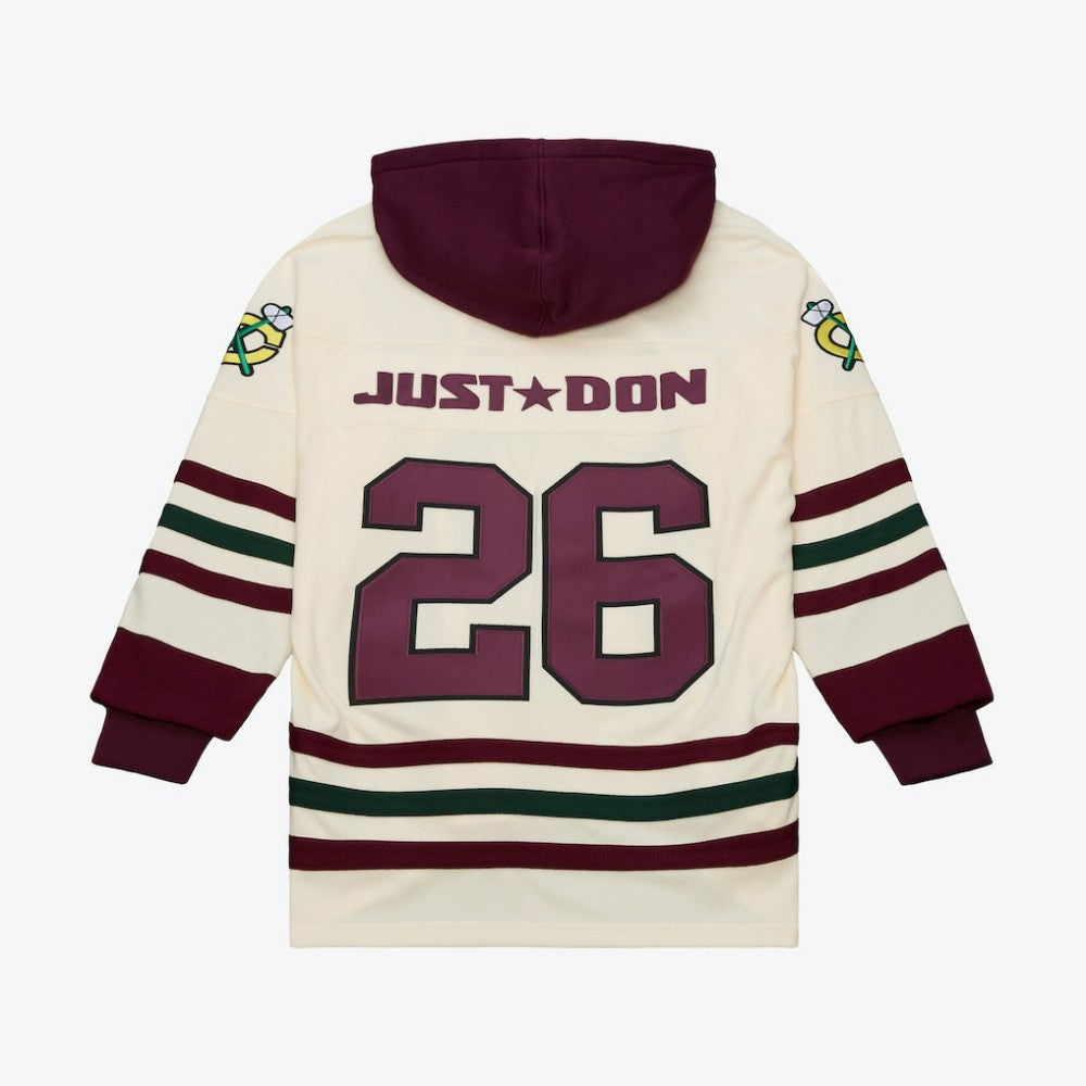 Chicago Blackhawks Mitchell & Ness x Just Don Jersey Hoodie - Cream Jerseys