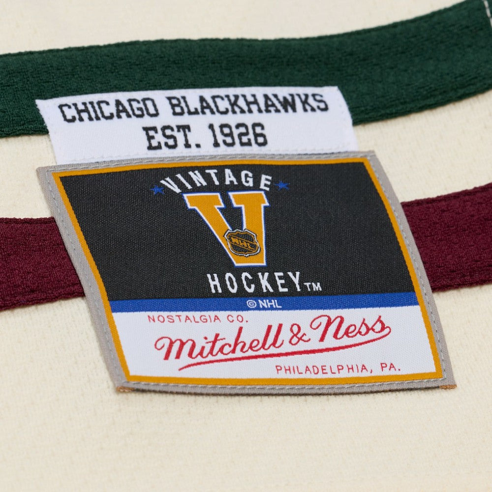 Chicago Blackhawks Mitchell & Ness x Just Don Jersey Hoodie - Cream Jerseys