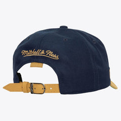 Pittsburgh Penguins Mitchell & Ness x Just Don Wave Script Pro Strapback Hat - Navy/Gold Hats