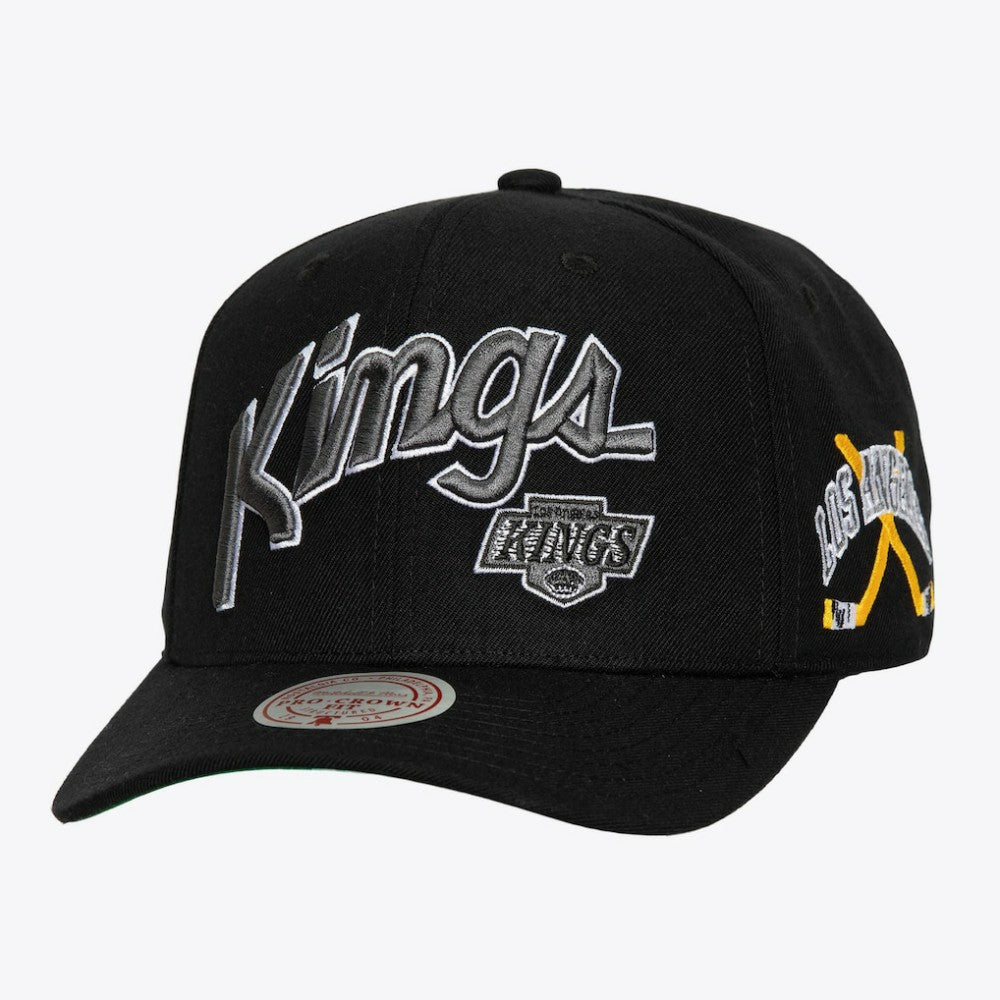 Los Angeles Kings Mitchell & Ness x Just Don Wave Script Pro Strapback Hat - Black Hats