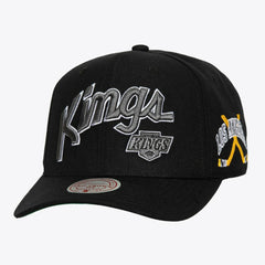 Los Angeles Kings Mitchell & Ness x Just Don Wave Script Pro Strapback Hat - Black Hats