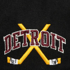 Detroit Red Wings Mitchell & Ness x Just Don Wave Script Pro Strapback Hat - Black/Maroon Hats