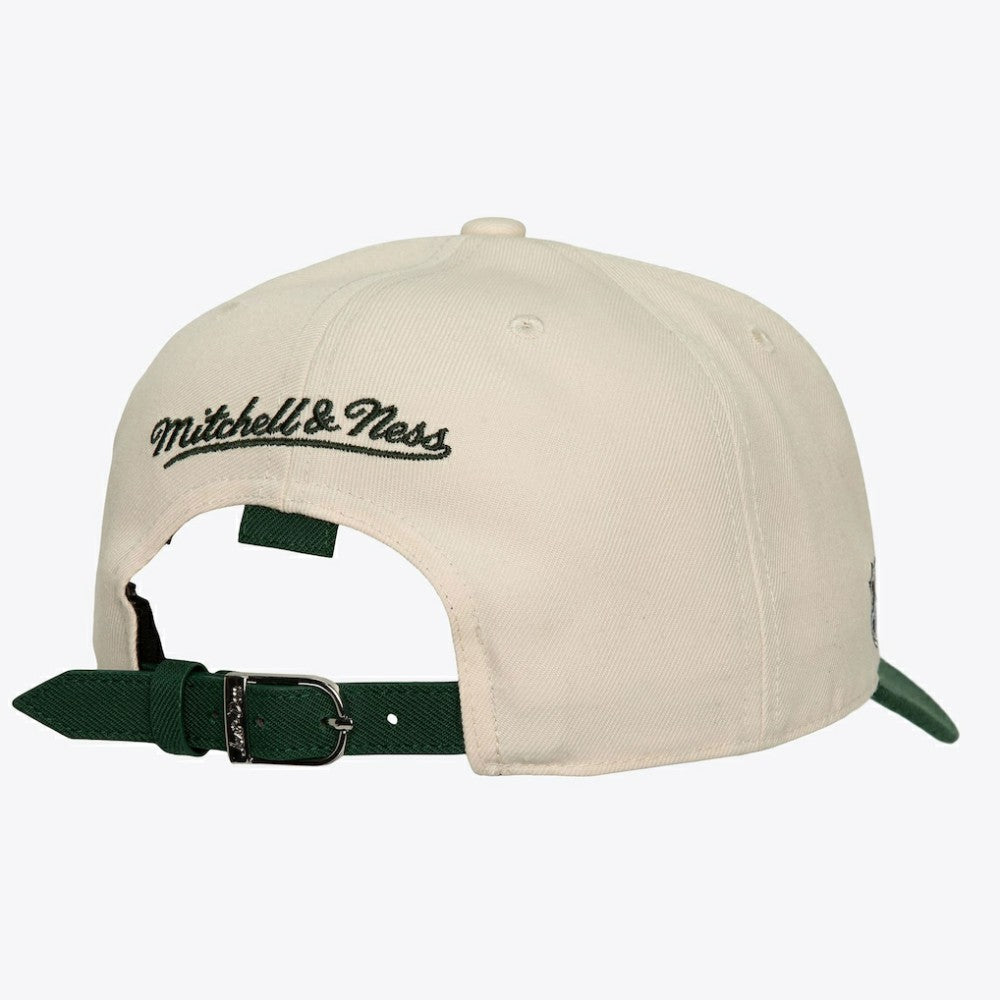Toronto Maple Leafs Mitchell & Ness x Just Don Wave Script Pro Strapback Hat - Cream/Green Hats