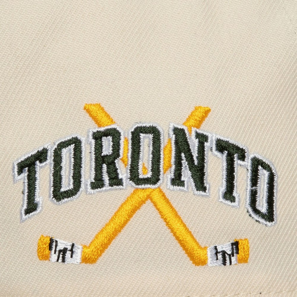 Toronto Maple Leafs Mitchell & Ness x Just Don Wave Script Pro Strapback Hat - Cream/Green Hats