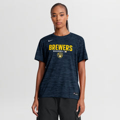 Milwaukee Brewers Women's Authentic Collection Velocity Dri-FIT T-Shirt Navy