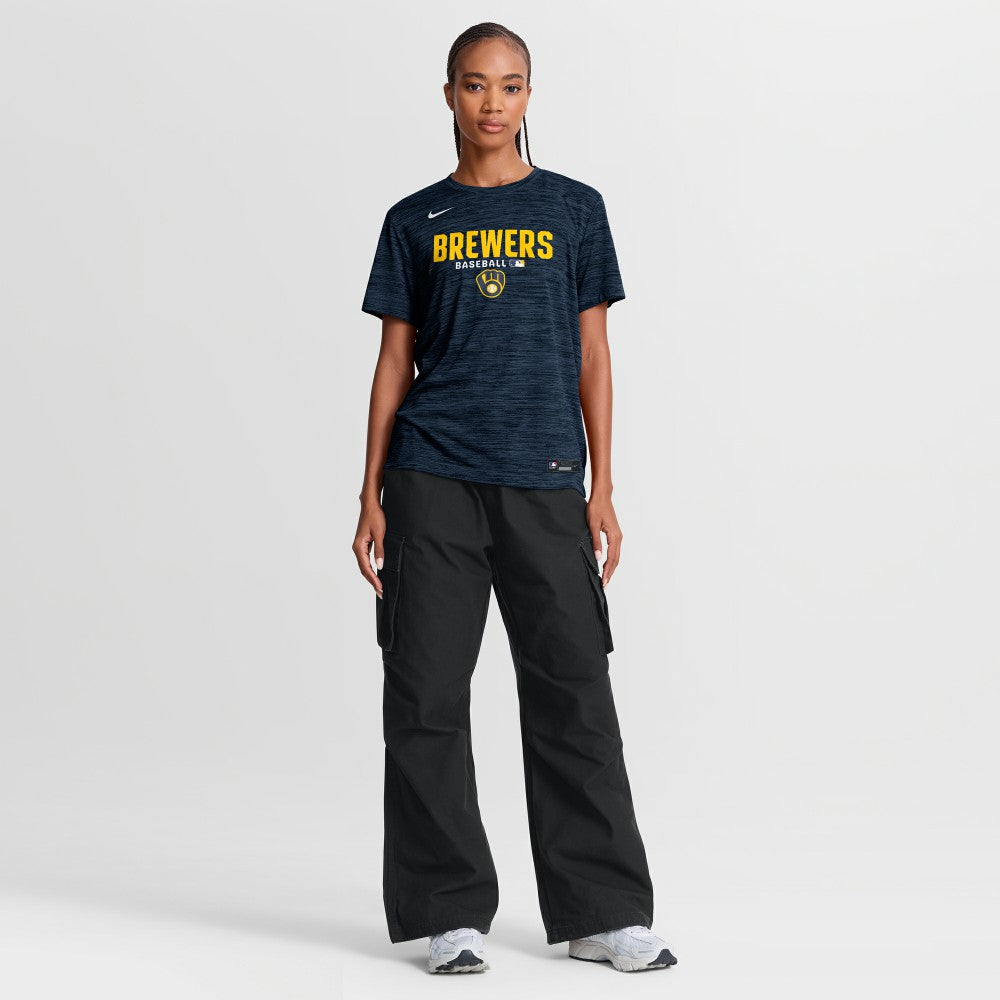 Milwaukee Brewers Women's Authentic Collection Velocity Dri-FIT T-Shirt Navy