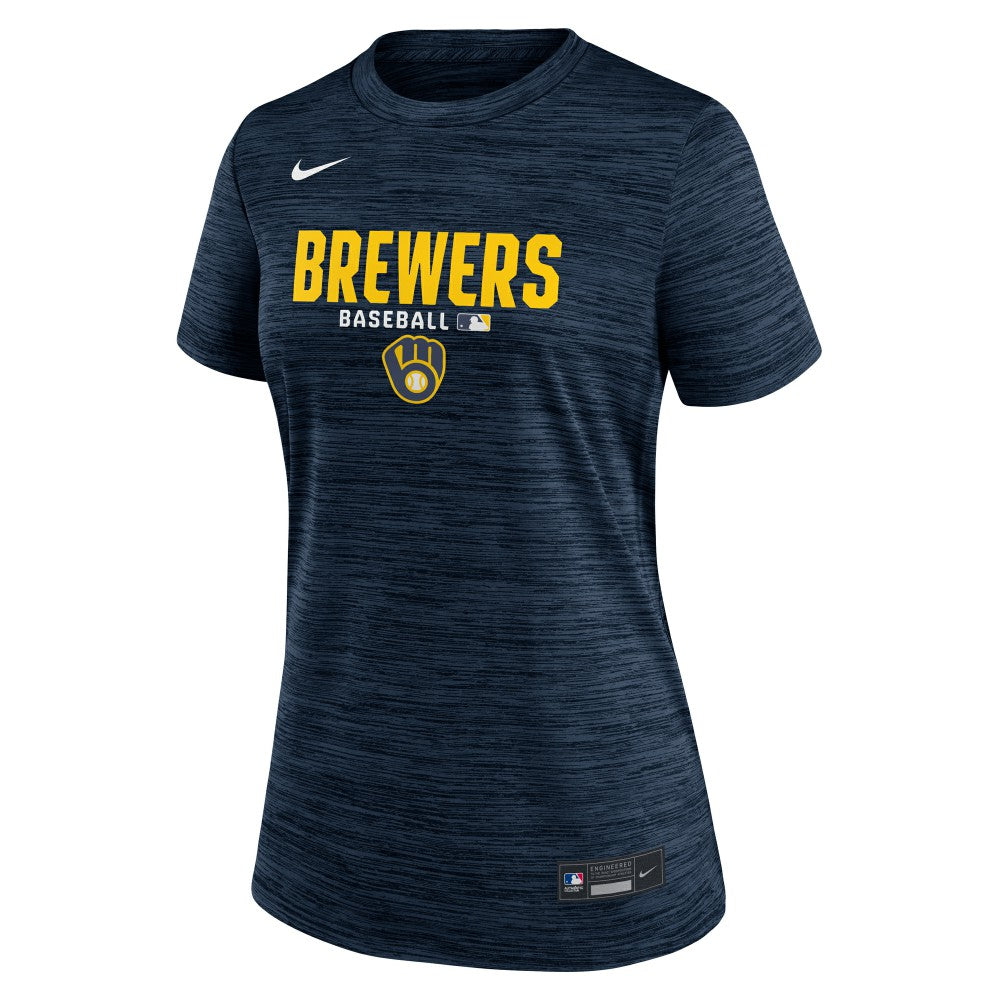 Milwaukee Brewers Women's Authentic Collection Velocity Dri-FIT T-Shirt Navy