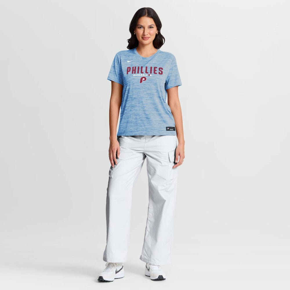 Philadelphia Phillies Women's Authentic Collection Alternate Logo Velocity Dri-FIT T-Shirt Light Blue
