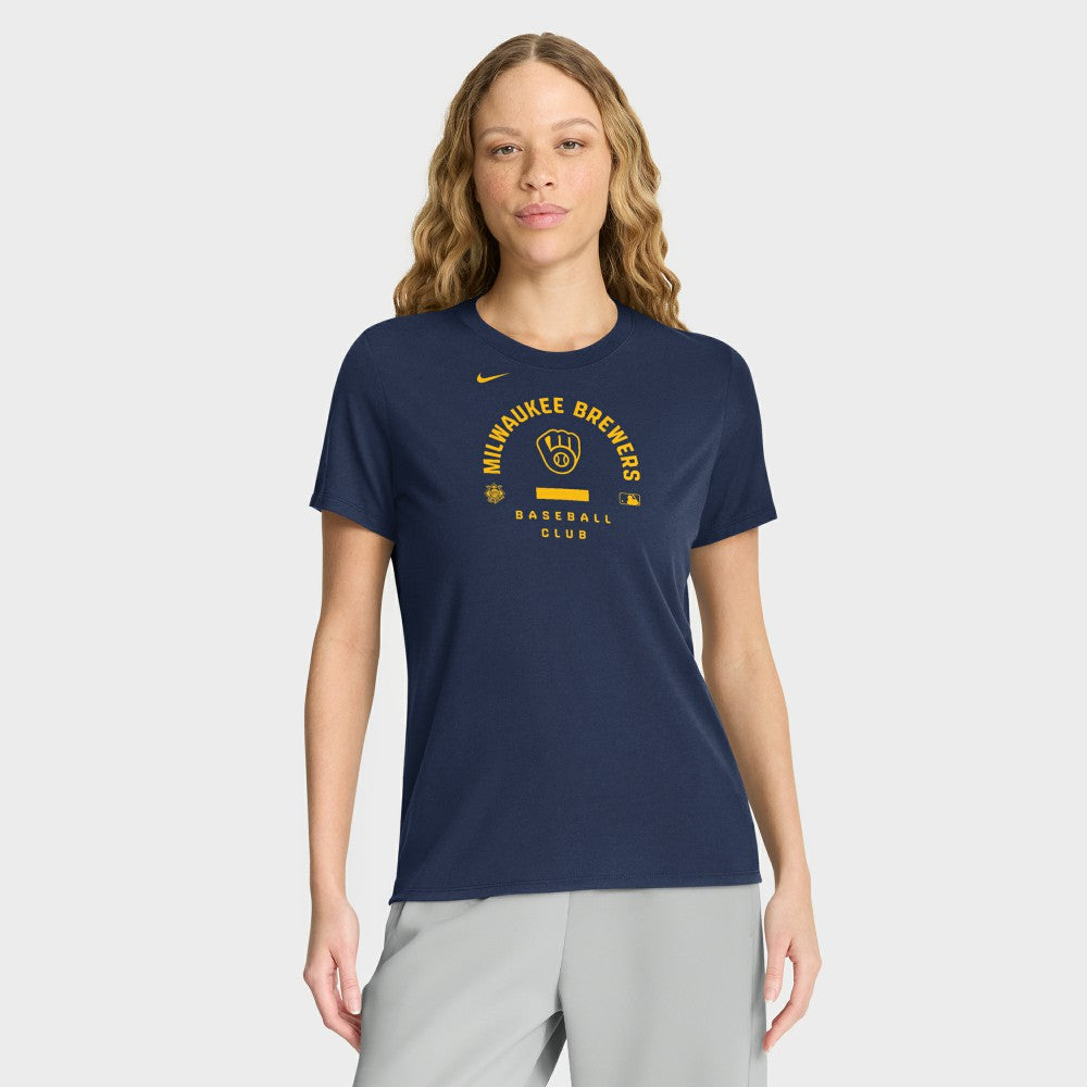 Milwaukee Brewers Women's Authentic Collection Early Work Tri-Blend Dri-FIT T-Shirt Navy