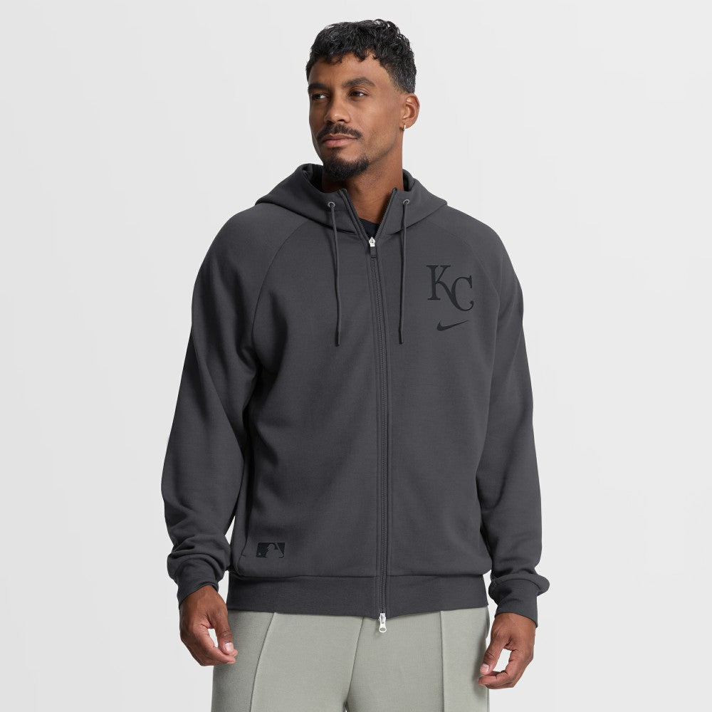 Kansas City Royals Authentic Collection Player Raglan Dri-FIT Full-Zip Hoodie Anthracite