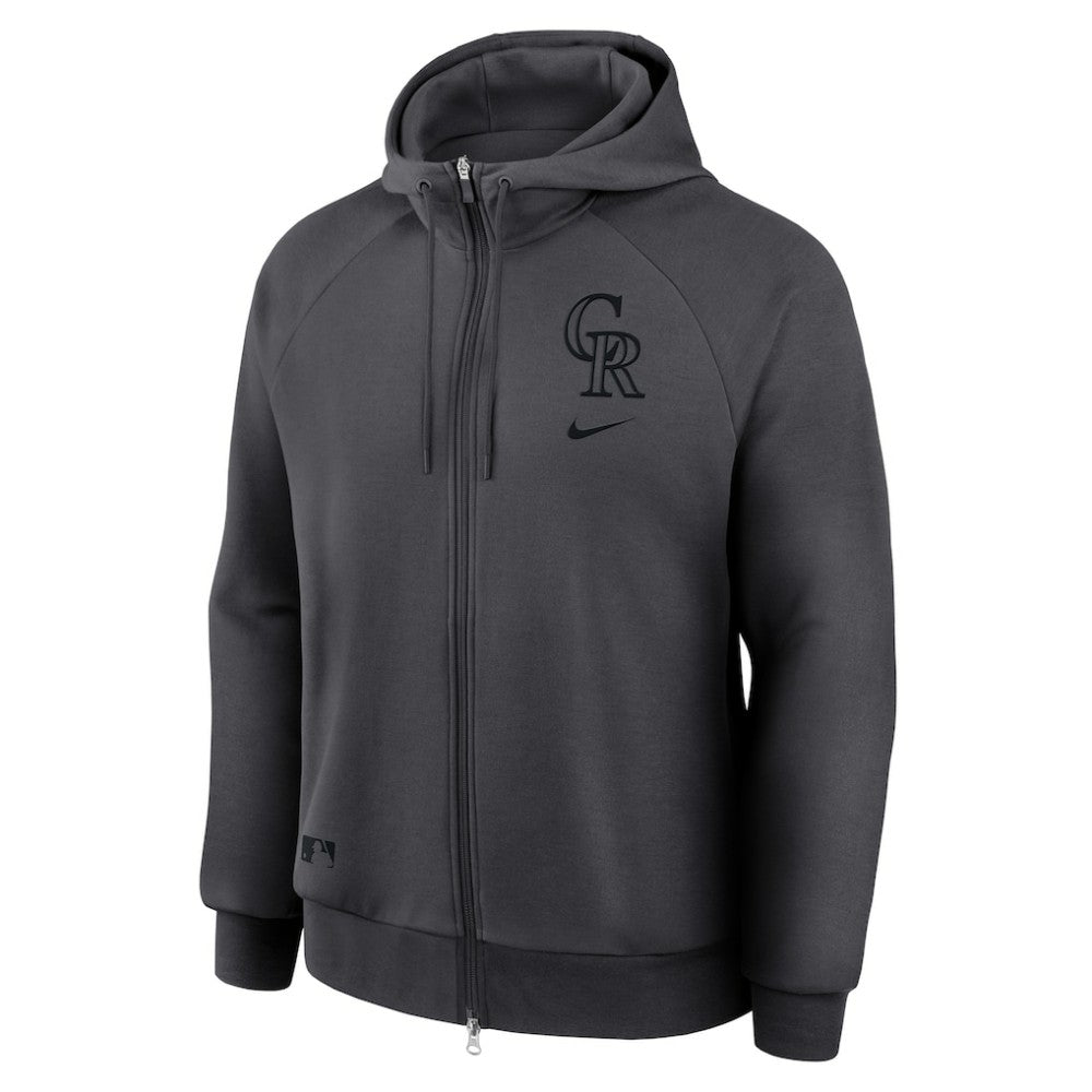 Colorado Rockies Authentic Collection Player Raglan Dri-FIT Full-Zip Hoodie Anthracite