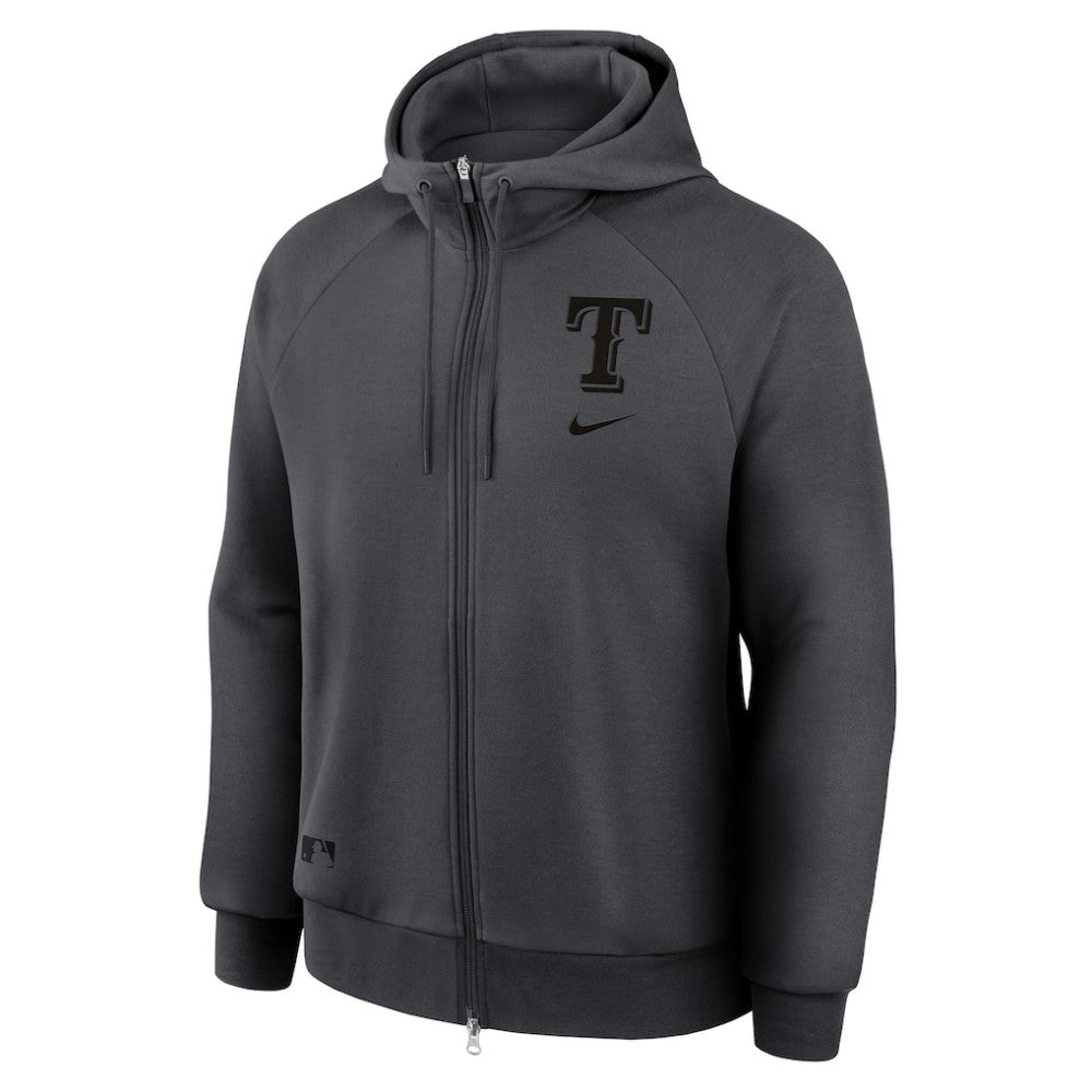 Texas Rangers Authentic Collection Player Raglan Dri-FIT Full-Zip Hoodie Anthracite