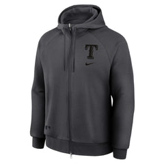 Texas Rangers Authentic Collection Player Raglan Dri-FIT Full-Zip Hoodie Anthracite