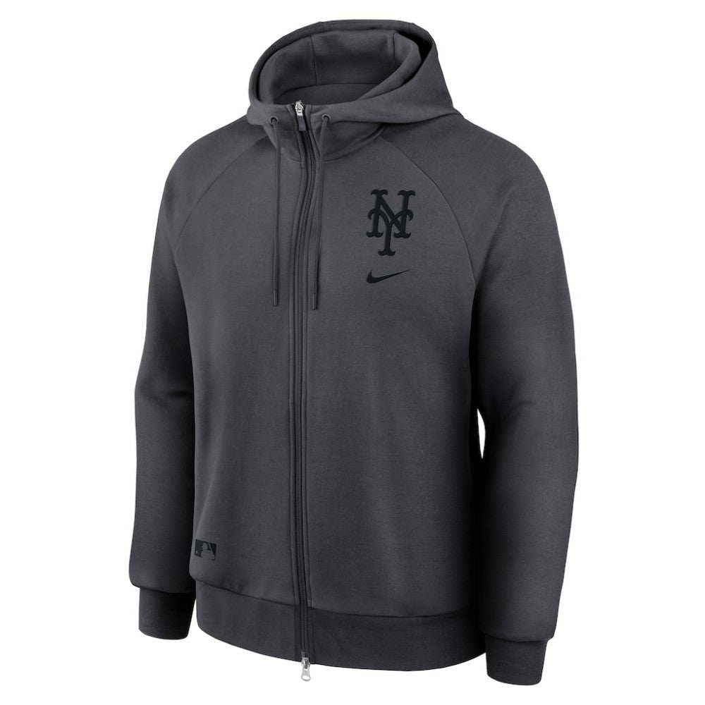 New York Mets Authentic Collection Player Raglan Dri-FIT Full-Zip Hoodie Anthracite