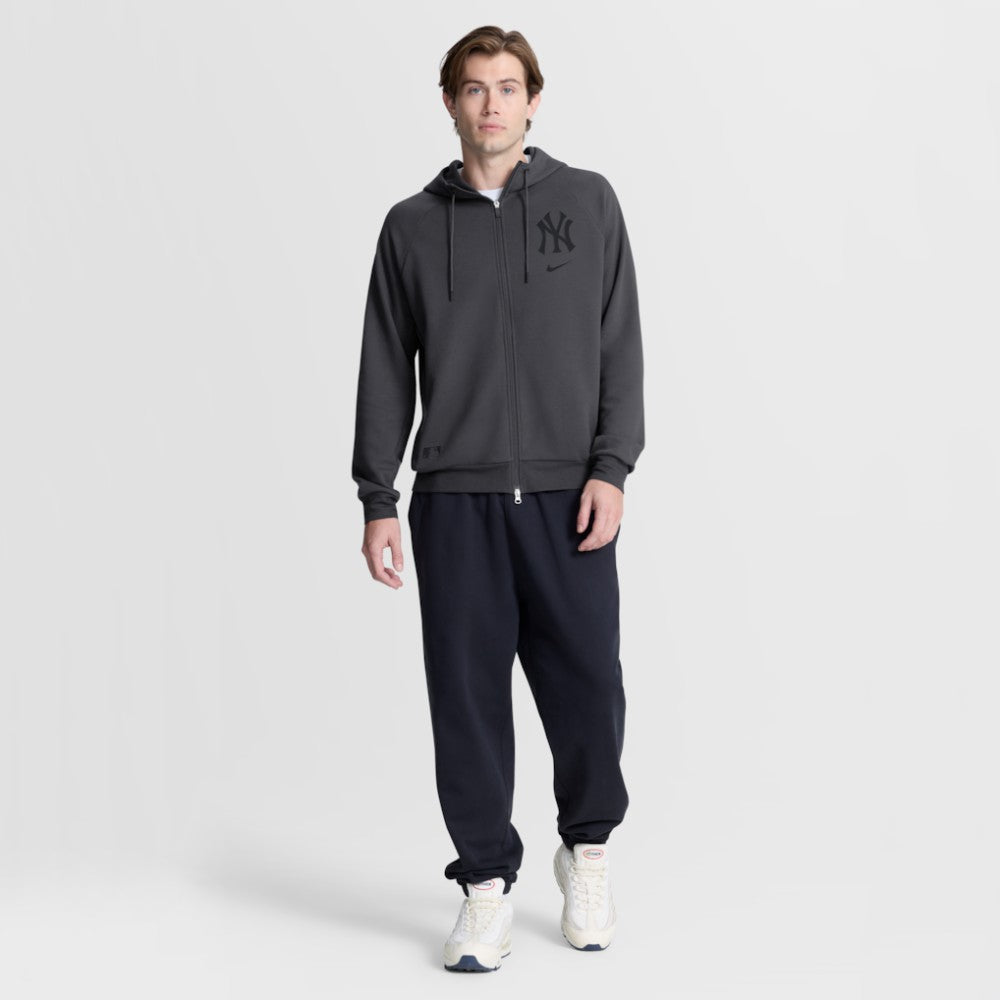 New York Yankees Authentic Collection Player Raglan Dri-FIT Full-Zip Hoodie Anthracite