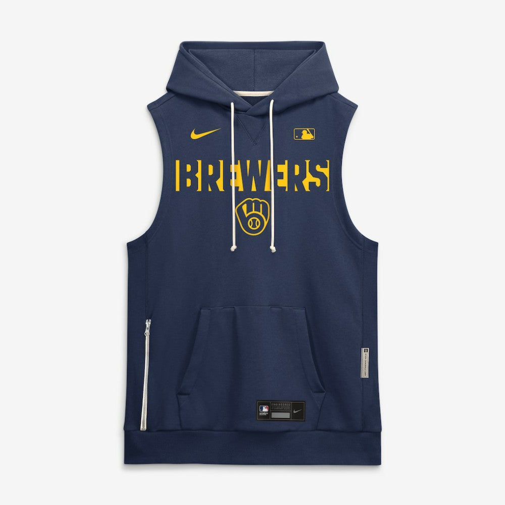 Milwaukee Brewers Authentic Collection Standard Issue Dri-FIT Sleeveless Hoodie Navy