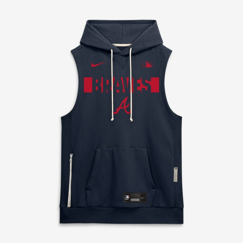 Atlanta Braves Authentic Collection Standard Issue Dri-FIT Sleeveless Hoodie Navy