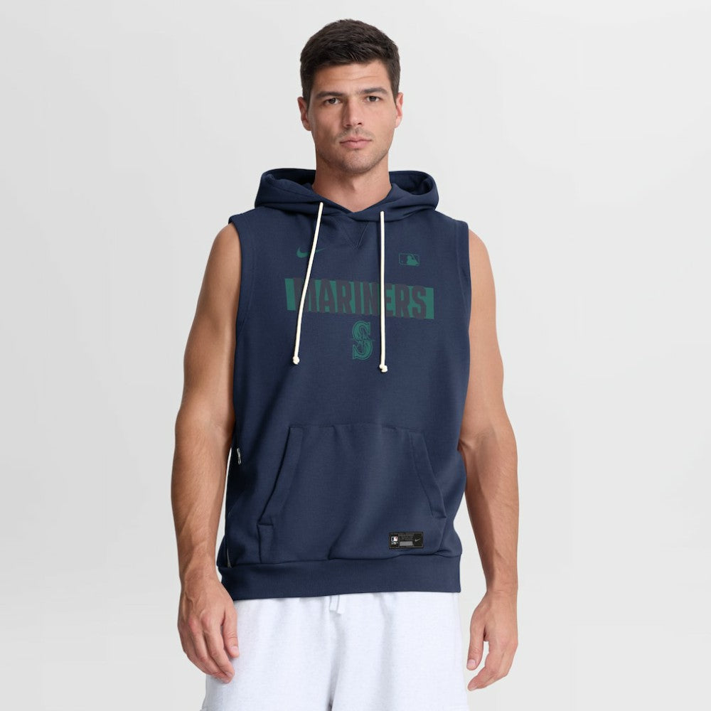 Seattle Mariners Authentic Collection Standard Issue Dri-FIT Sleeveless Hoodie Navy