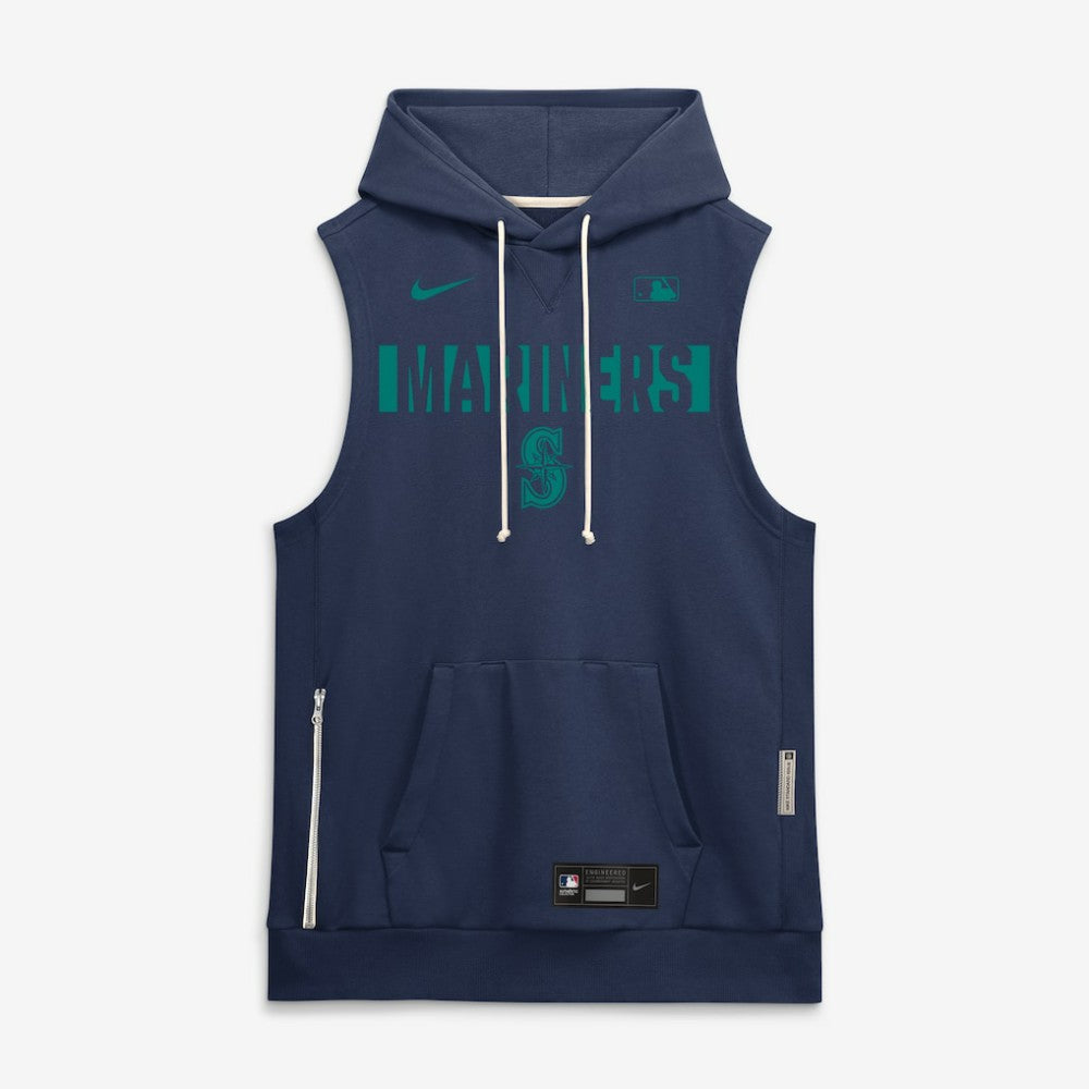 Seattle Mariners Authentic Collection Standard Issue Dri-FIT Sleeveless Hoodie Navy